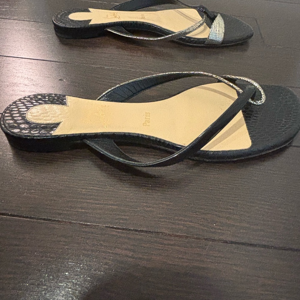 Christian Louboutin Black and Silver Sandals Authentic